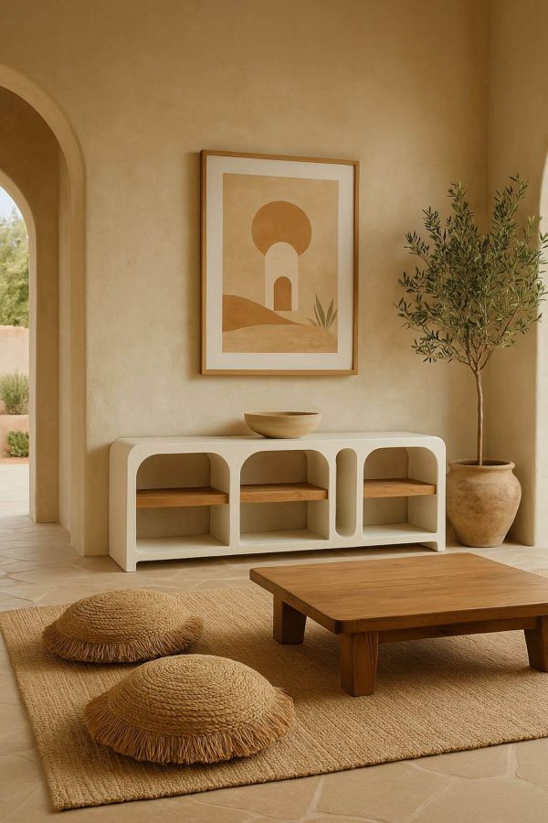 Komoda szafka RTV Santorini wood drewniana biała - Item International