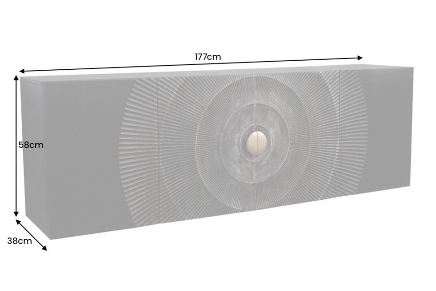 Komoda szafka wisząca RTV pod TV Golden Sunset drewniana mango 180 cm - Invicta Interior