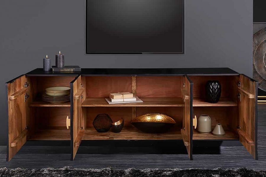 Komoda szafka wisząca RTV pod TV Golden Sunset drewniana mango 180 cm - Invicta Interior 9