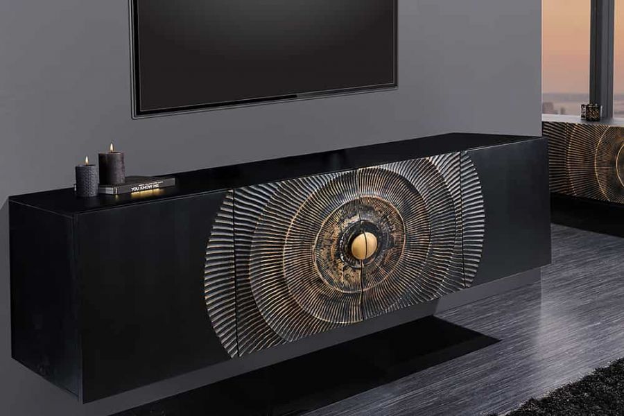 Komoda szafka wisząca RTV pod TV Golden Sunset drewniana mango 180 cm - Invicta Interior 2