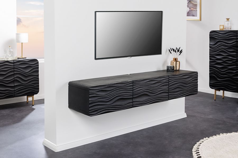 Komoda szafka wisząca RTV pod TV Wave Lagoon drewno mango - Invicta Interior