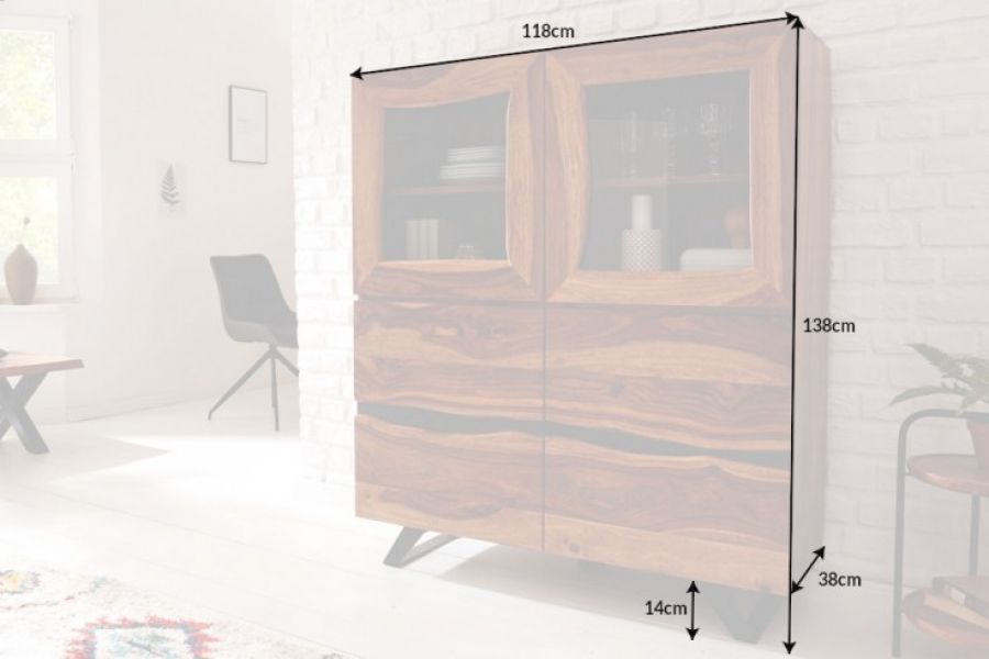 Komoda Witryna Amazonas 140cm drewno sheesham  - Invicta Interior