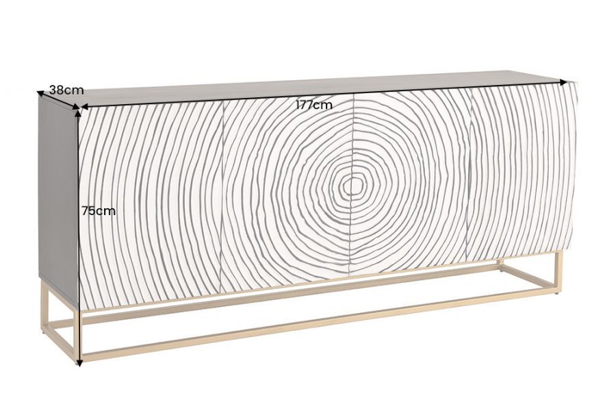Komoda Zen Circle 3D drewno mango 177 cm biała - Invicta Interior