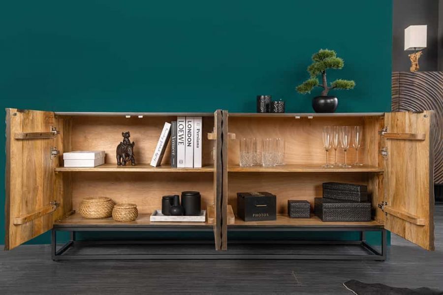 Komoda Zen Circle 3D drewno mango 177 cm brązowa - Invicta Interior