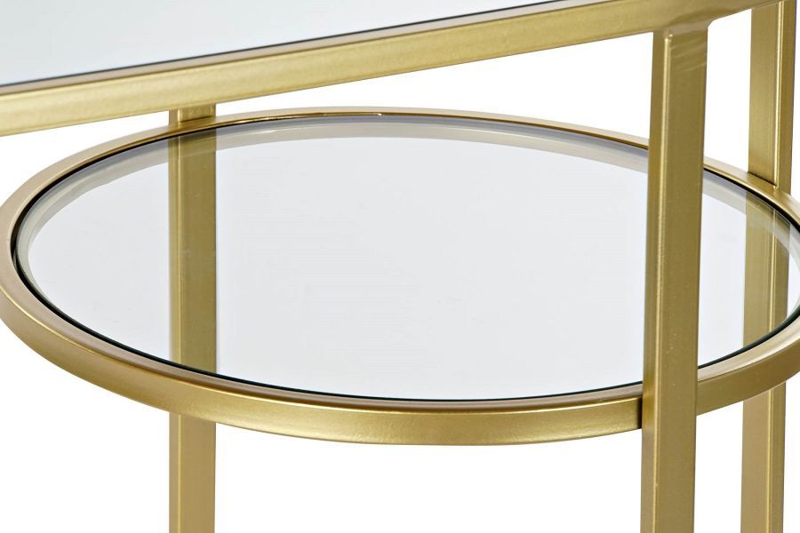 Konsola Art Deco złota z półkami i lustrem