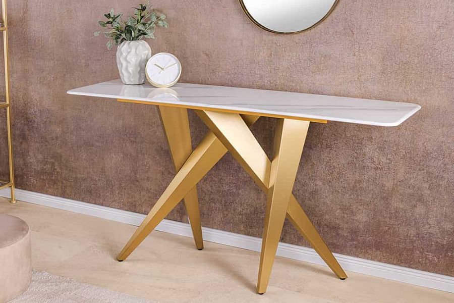 Konsola Art Living 140 cm biały marmur - Invicta Interior