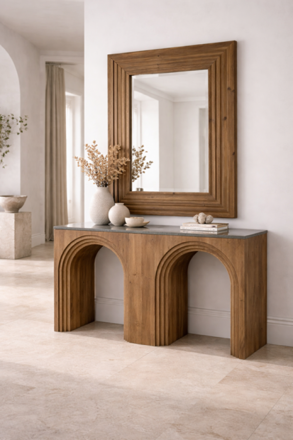 Konsola drewniana Arco z łukami 122 cm