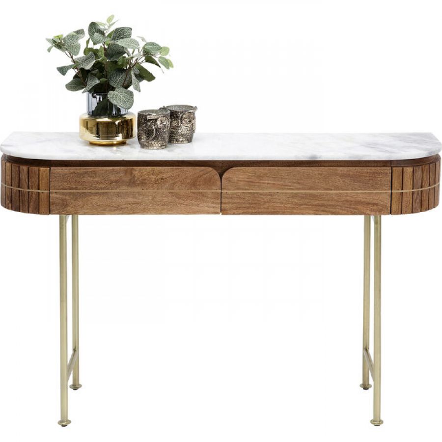 Konsola drewniana Grace z marmurowym blatem 100x76 cm - Kare Design