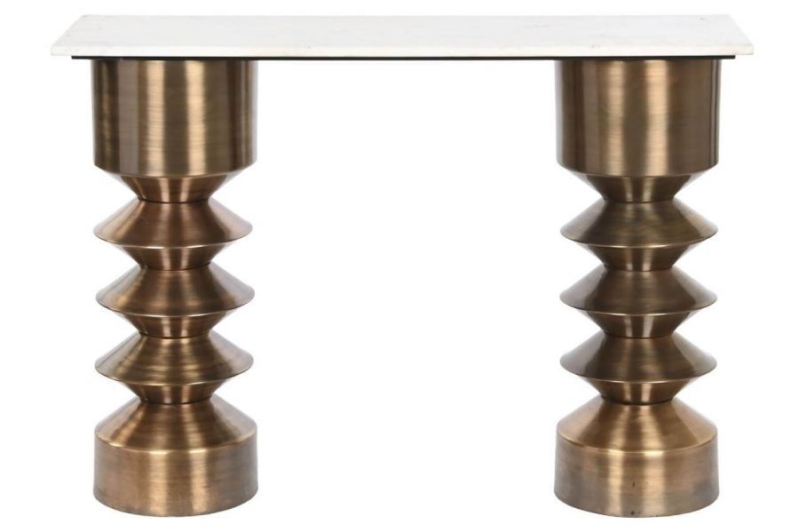 Konsola metalowa Bubble z marmurowym blatem - Item International