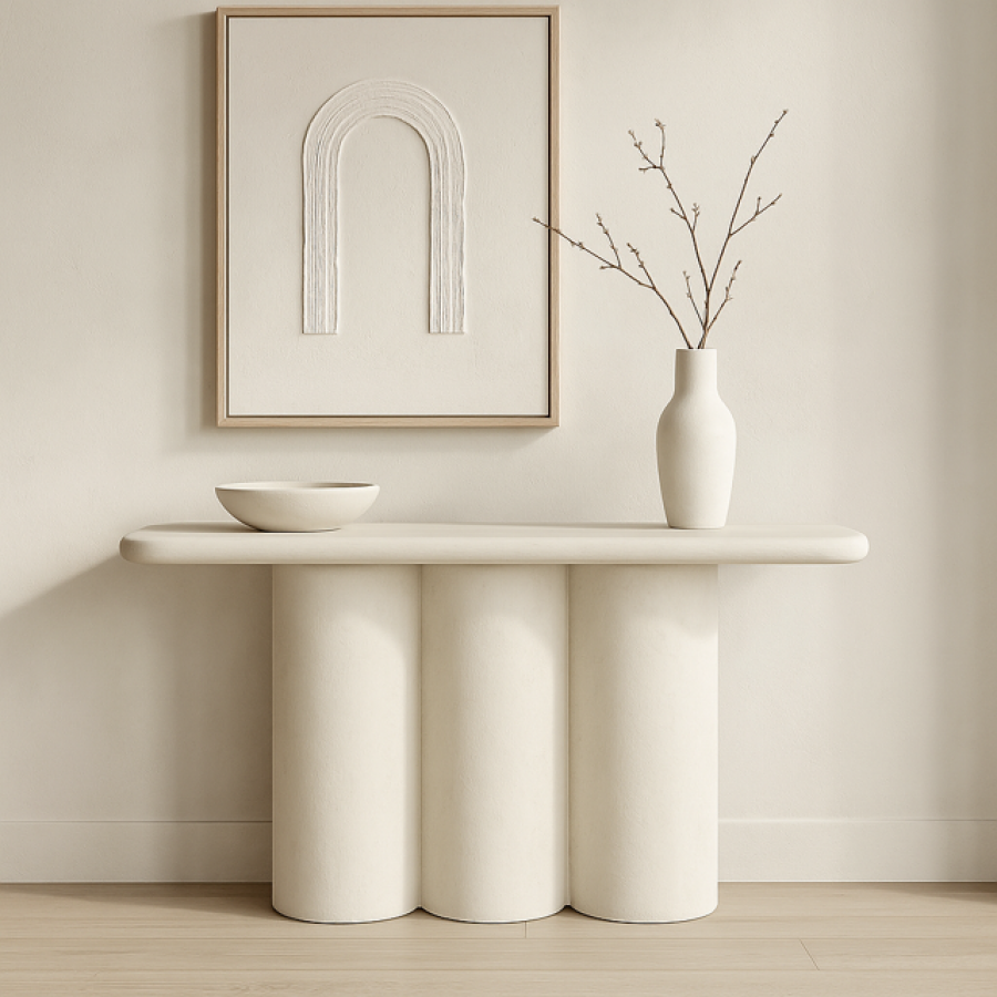 Konsola owalna Japandi Arches biała beżowa - Item International