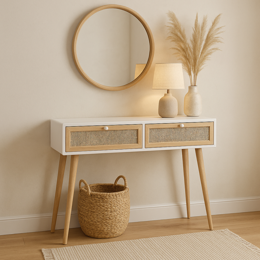 Konsola rattanowa biała - Item International