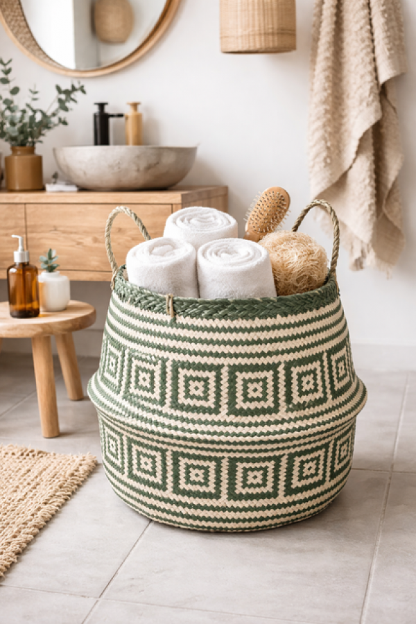 Kosz Boho z mozaiką zielony - Atmosphera