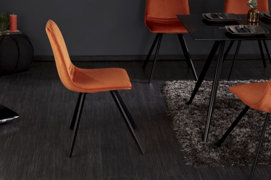 Krzesło Amsterdam orange aksamitne - Invicta Interior