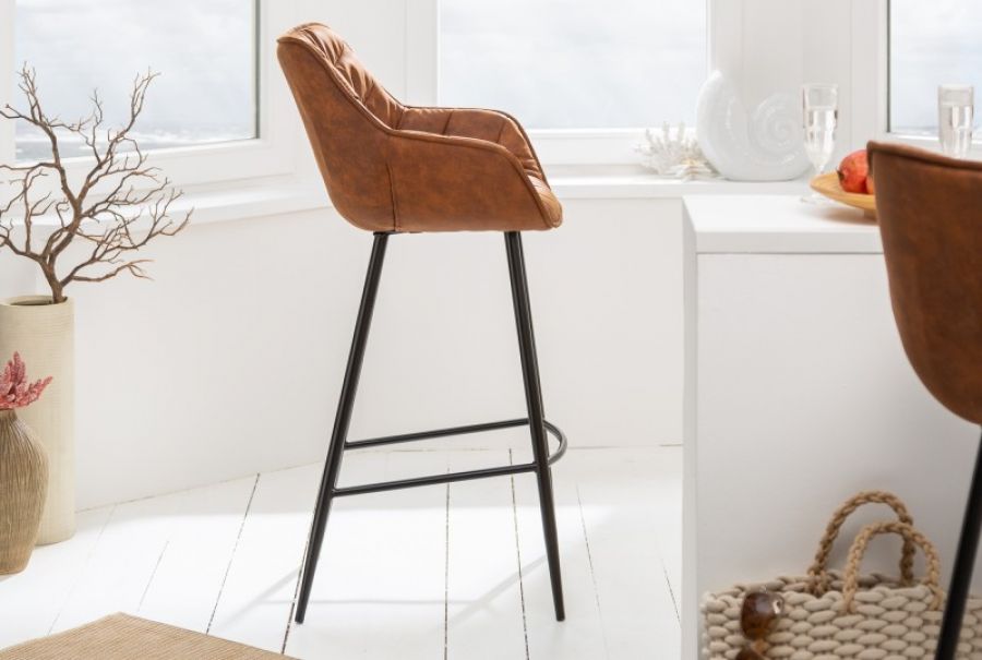 Krzesło barowe Dutch Comfort brązowy antyczny - Invicta Interior