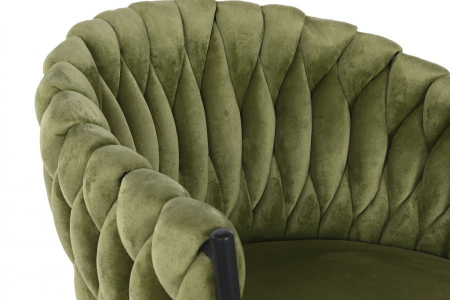 Krzesło barowe hoker Interlace aksamitny zielony - Item International