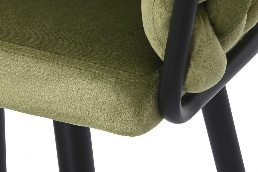 Krzesło barowe hoker Interlace aksamitny zielony - Item International