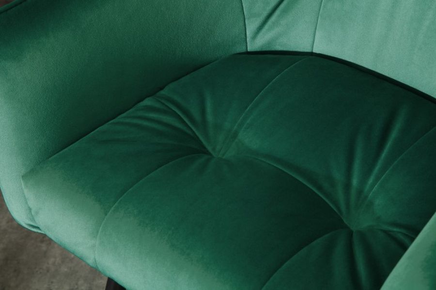 Krzesło barowe Hoker Loft aksamitny velvet zielony - Invicta Interior