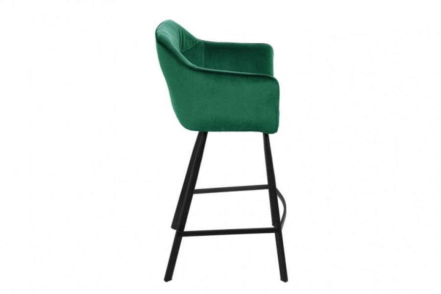 Krzesło barowe Hoker Loft aksamitny velvet zielony - Invicta Interior