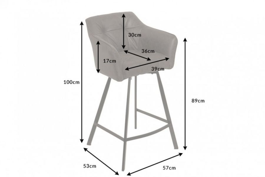 Krzesło barowe Hoker Loft antyczny szary  - Invicta Interior