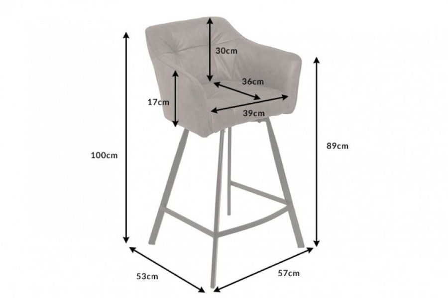 Krzesło barowe Hoker Loft taupe szary  - Invicta Interior