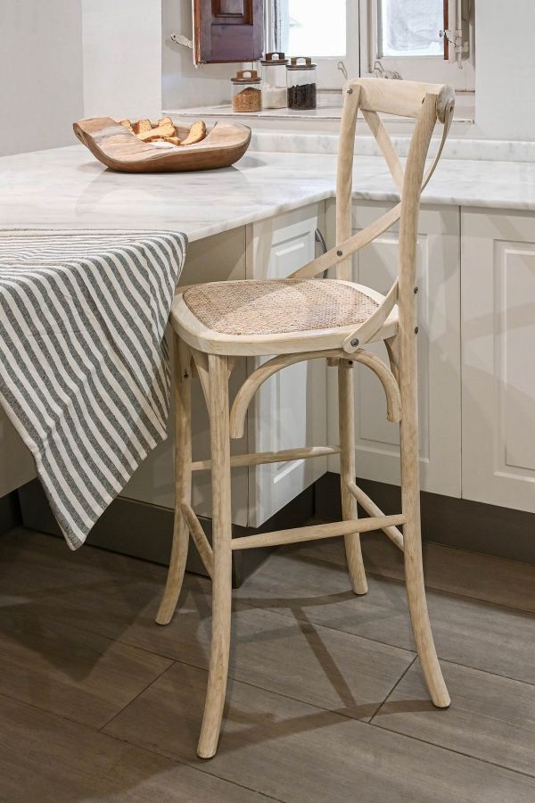 Krzesło barowe hoker rattanowe Maison belle natur białe  - Item International