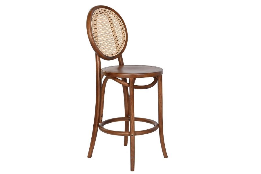 Krzesło barowe hoker rattanowy Icon retro z plecionką wiedeńską brązowy - Item International