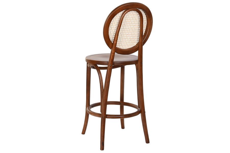 Krzesło barowe hoker rattanowy Icon retro z plecionką wiedeńską brązowy