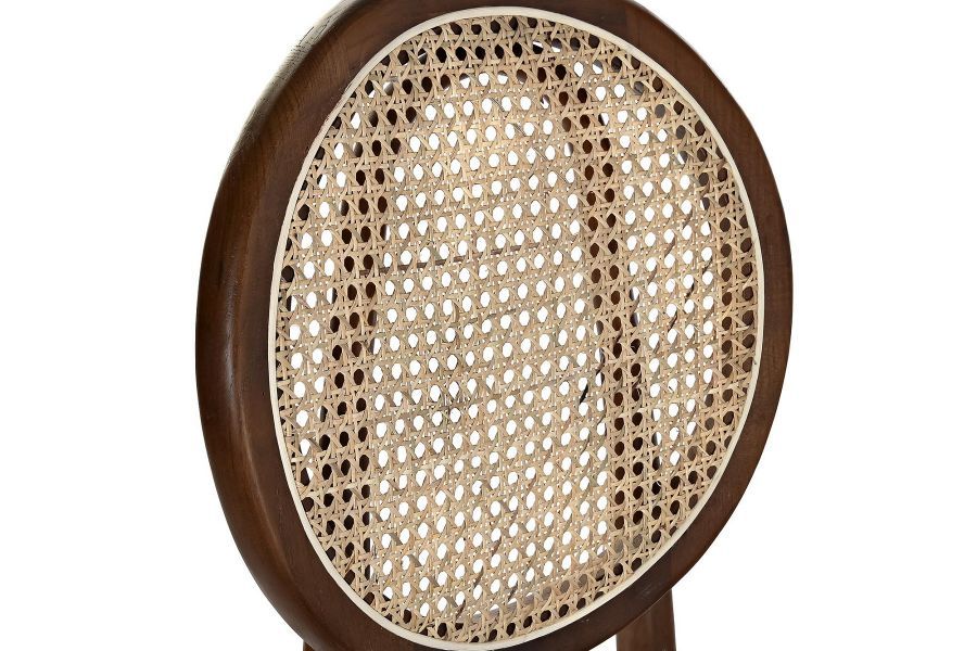 Krzesło barowe hoker rattanowy Icon retro z plecionką wiedeńską brązowy tapicerowany - Item International