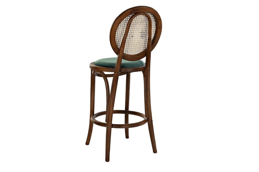 Krzesło barowe hoker rattanowy Icon retro z plecionką wiedeńską brązowy tapicerowany - Item International
