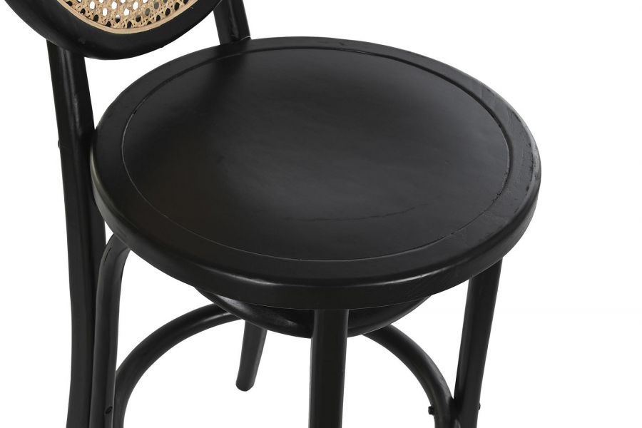 Krzesło barowe hoker rattanowy Icon retro z plecionką wiedeńską czarny - Item International