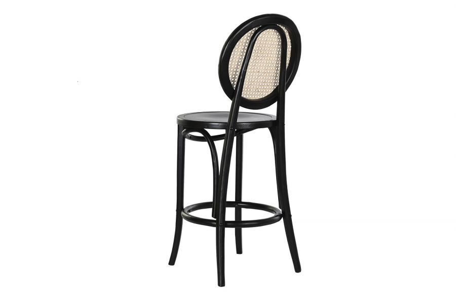 Krzesło barowe hoker rattanowy Icon retro z plecionką wiedeńską czarny - Item International