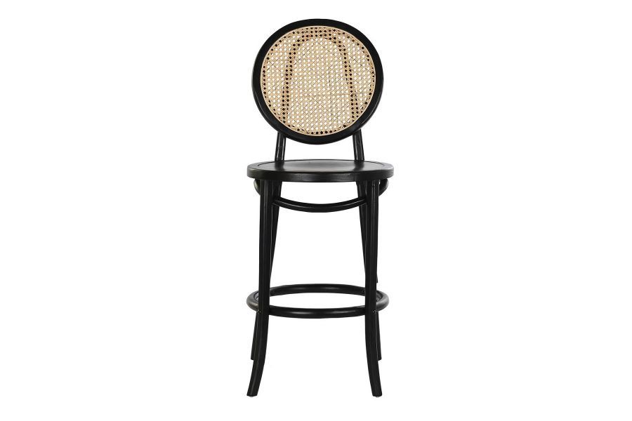 Krzesło barowe hoker rattanowy Icon retro z plecionką wiedeńską czarny - Item International