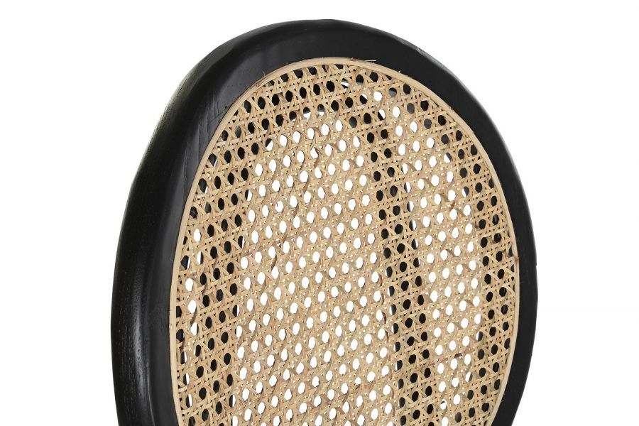 Krzesło barowe hoker rattanowy Icon retro z plecionką wiedeńską czarny - Item International