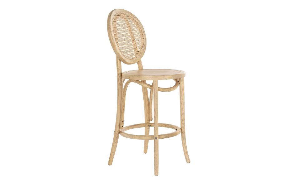 Krzesło barowe hoker rattanowy Icon retro z plecionką wiedeńską naturalny - Item International