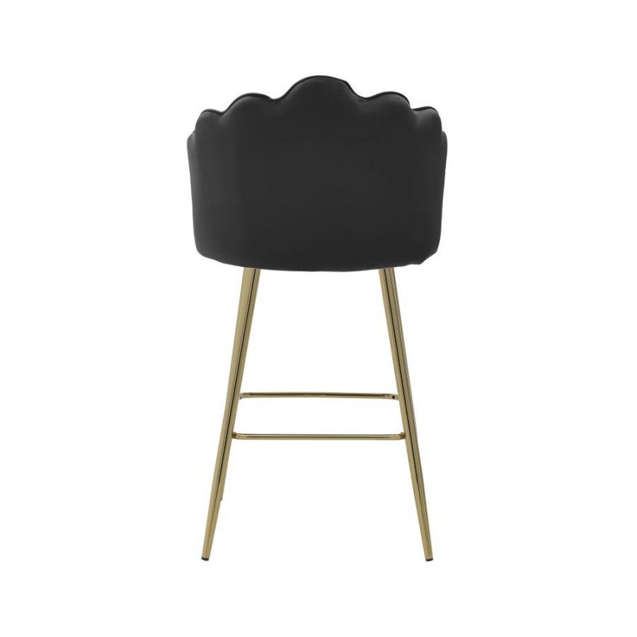 Krzesło barowe hoker Shell Peacock aksamitny czarny złoty