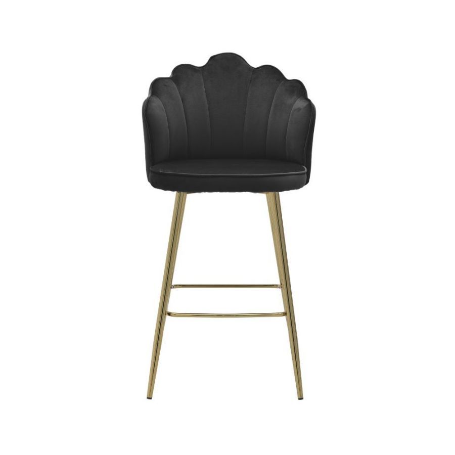 Krzesło barowe hoker Shell Peacock aksamitny czarny złoty