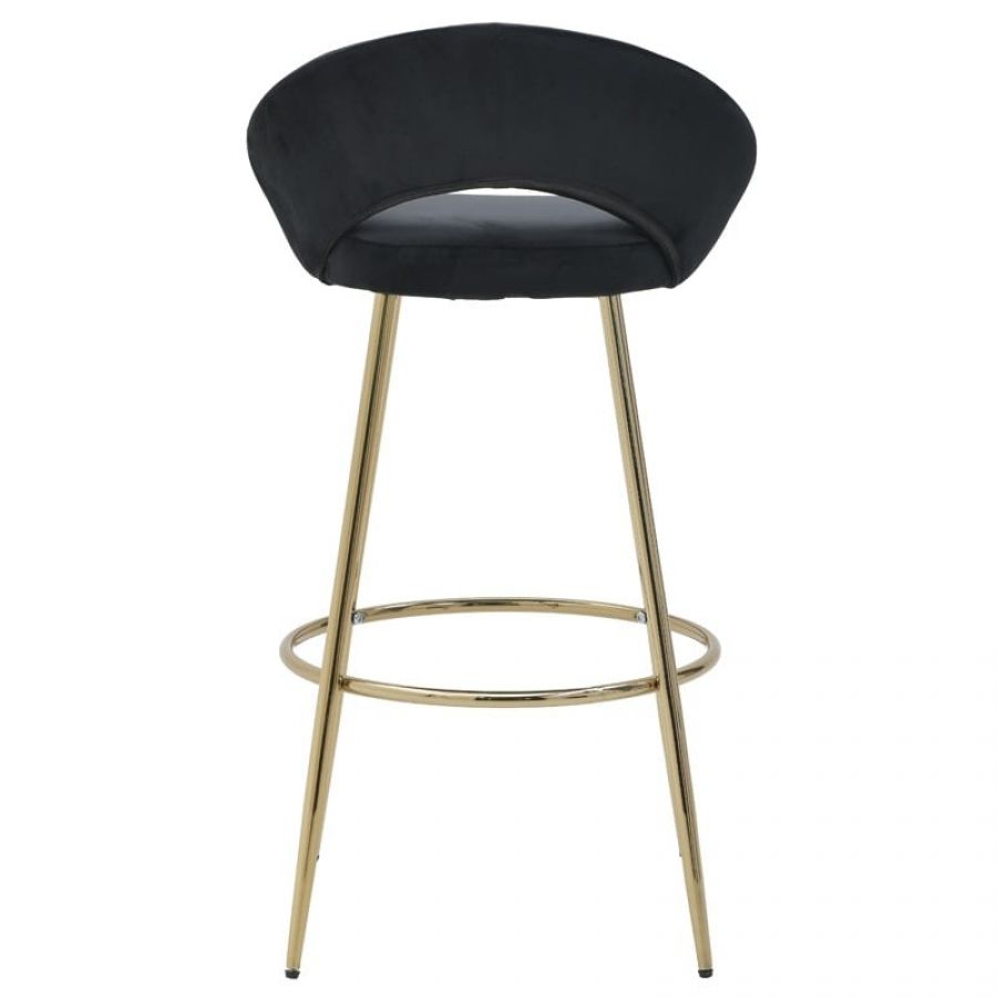 Krzesło barowe Hoker Sobre aksamitny czarny złoty
