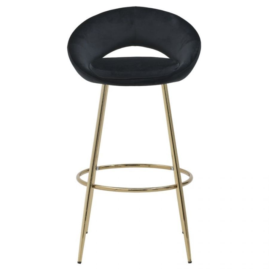 Krzesło barowe Hoker Sobre aksamitny czarny złoty