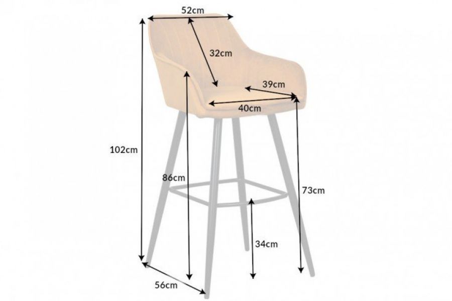Krzesło barowe hoker Turin aksamitne musztardowe - Invicta Interior