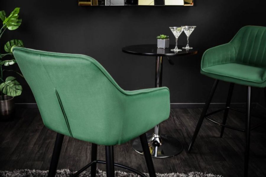 Krzesło barowe hoker Turin aksamitne zielone - Invicta Interior