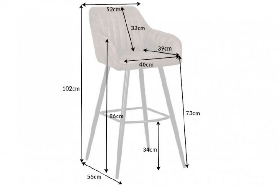 Krzesło barowe hoker Turin vintage taupe - Invicta Interior