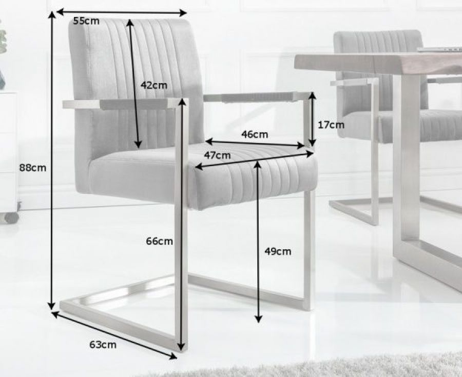  Krzesło Big Aston aksamitne szare - Invicta Interior