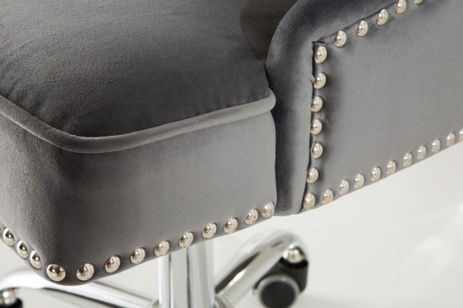 Krzesło biurowe Fotel Victorian szare aksamitne - Invicta Interior