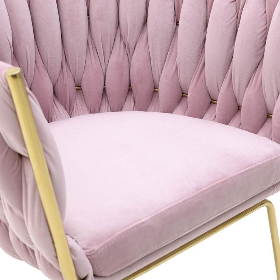 Krzesło Chest More aksamitne różowo-złote