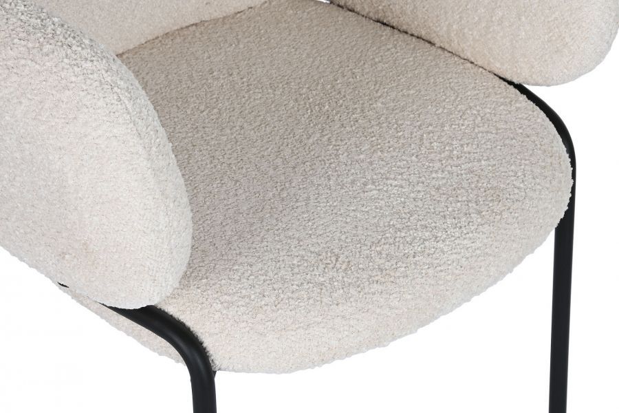 Krzesło Designer chair boucle z podłokietnikami cream