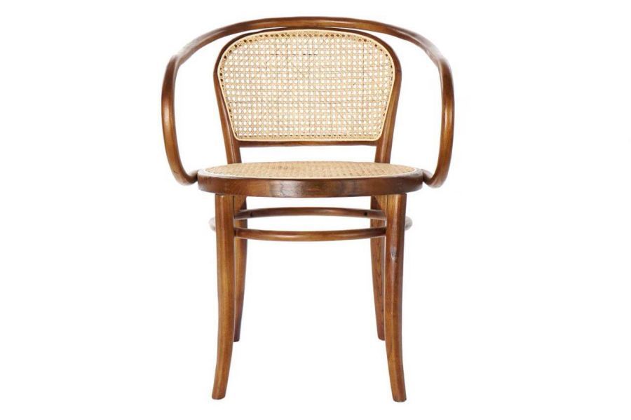 Krzesło drewniane gięte Vintage rattanowe brązowe
