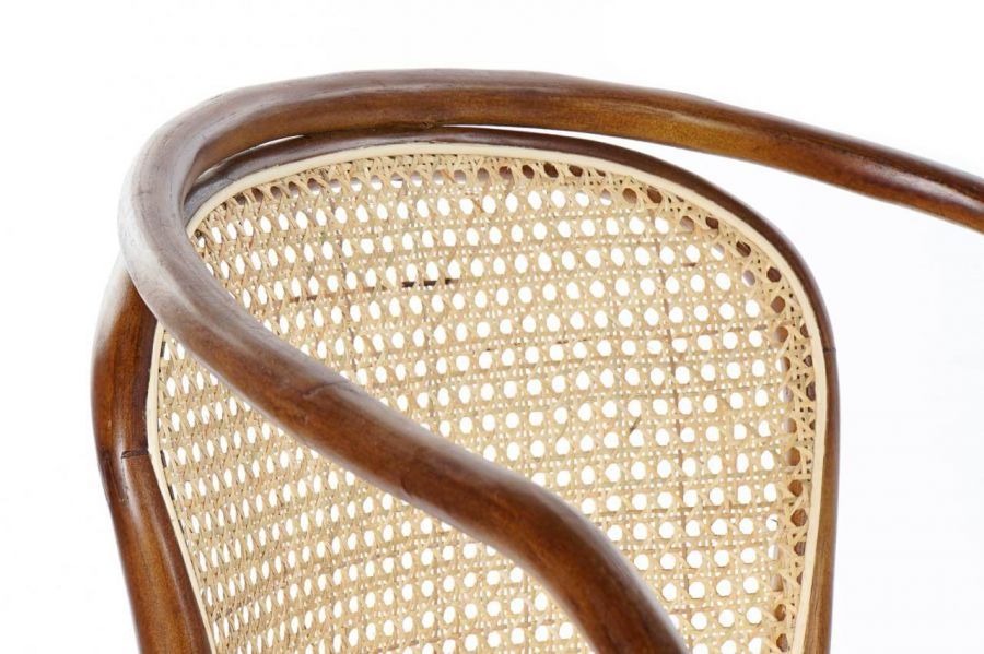 Krzesło drewniane gięte Vintage rattanowe brązowe