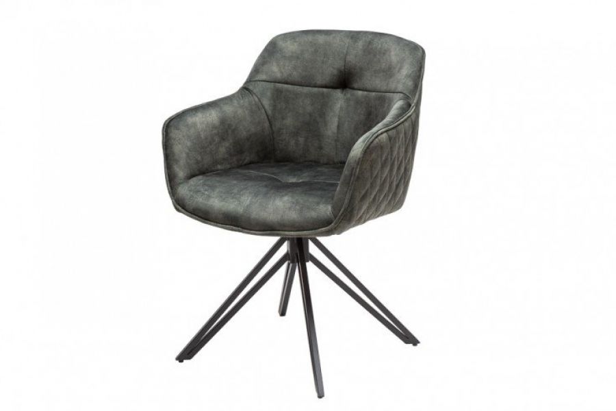Krzesło Euphoria aksamitne obrotowe ciemnozielone - Invicta Interior