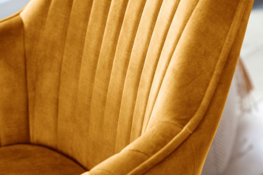Krzesło Livorno aksamitne obrotowe musztardowe - Invicta Interior