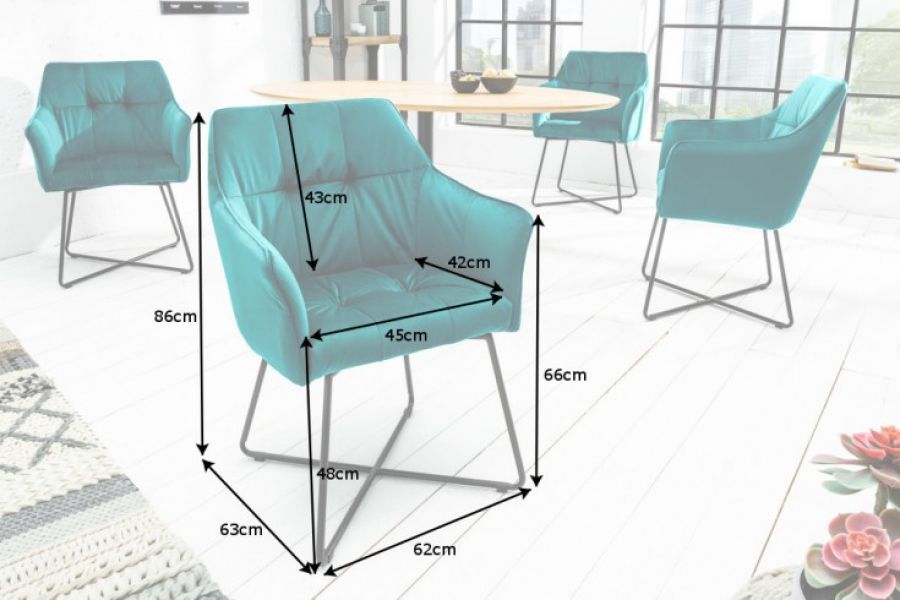 Krzesło Loft Samt niebieskie turkusowe - Invicta Interior